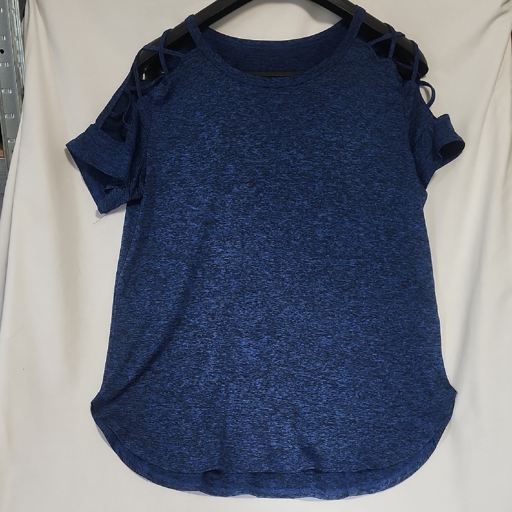 Women's Blue Cold Shoulder Top